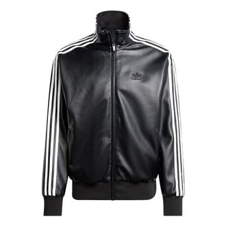 adidas Faux Leather Adicolor 3-Stripes Loose Firebird Track Suit Jacket Asia Sizing Black IZ4033