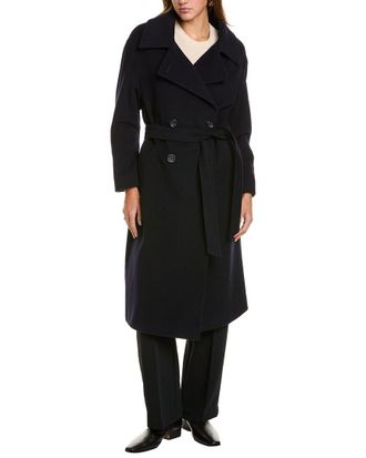 Cinzia Rocca Long Wool & Cashmere-Blend Trench Coat