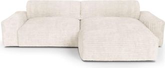 Sia Home Sof&aacute; cama derecho terciopelo de pana XXL crema 220 cm