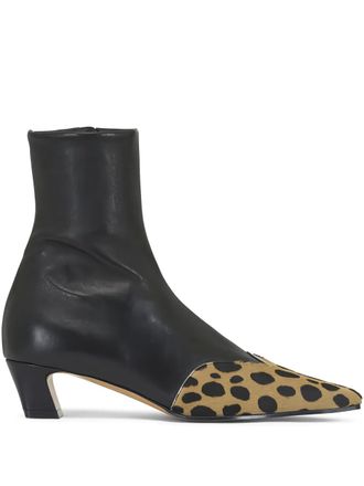 Khaite 40mm Nevada hyena-print square toe boots - Black