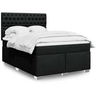vidaXL Vidaxl - Cama Box Spring Con Colch&oacute;n Tela Negro 140x190 Cm