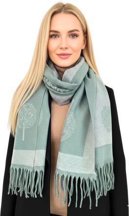 The Accessory Co. Cashmere Tree Life Blanket Scarf - Reversible Scarf Women Pashmina Shawl, Winter Scarfs Women, Large Wrap, Warm Scarf, Tree of Life Print Ladies Scarv