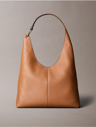 Calvin Klein Womens Slouchy Leather Medium Shoulder Bag - Medium Brown