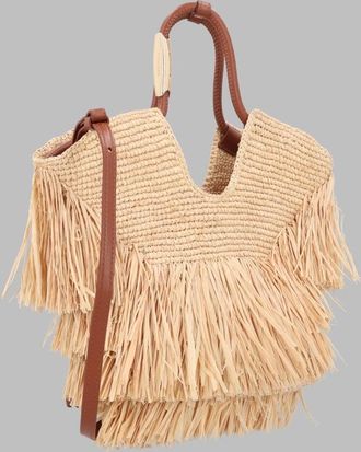 Zimmermann Womens Tote Bag Goldentime Beige Raffia Handbags Hand