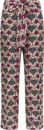 Max Mara floral-print belted trousers - Neutrals