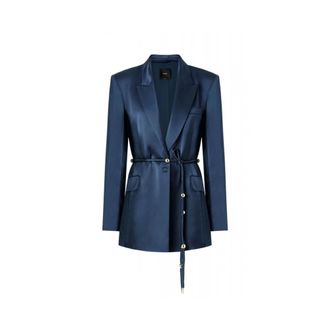 Pinko Pinko, Dames, Jassen, Blauw, Maat: M Leer