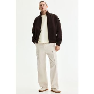 H&M Relaxed-fit cotton cargo pants in Cream at Nordstrom, Size 38