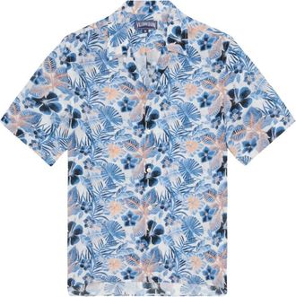 Vilebrequin Island Flowers Viscose Bowling Shirt - Heren - Korte mouwen Overhemden - Veelkleurig - 3XL - Overhemden