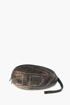 Diesel Leather Clutch with Oval Design and Embossed Monogram size One Size