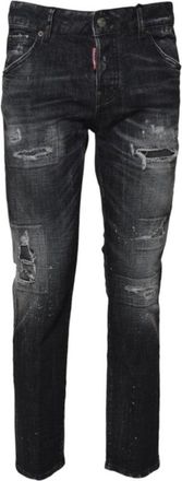 Dsquared2 Slim-Fit Black Denim Jeans With Distressed Finish