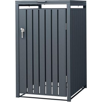 ML Design Ml-design - Cobertizo Para Ocultar Cubo De Basura 240l Antracita 68 X 80 X 116,3 Cm Caseta De Acero Para Jard&iacute;n Exterior Contenedor Resistente A Intem