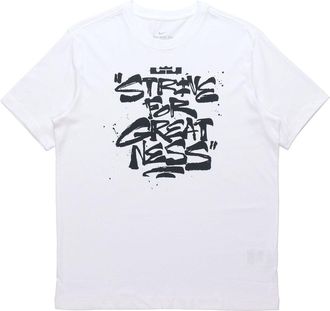 Nike Mens Nike Lebron Strive for Greatness Basketball Sports Alphabet Printing Round Neck Short Sleeve White T-Shirt DD0786-100