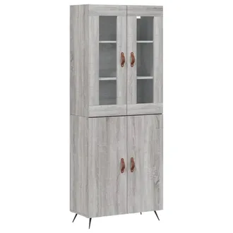vidaXL Vidaxl - Aparador Alto Madera Contrachapada Gris Sonoma 69,5x34x180 Cm