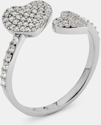 Kate Spade New York Womens Yours Truly Pave Heart Ring in Beige, Size 6