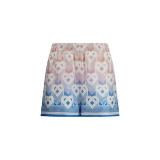 Casablanca Korte Broeken, Dames, Veelkleurig, S, Gradient Heart Monogram Zijden Shorts