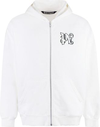 Palm Angels White Logo Hood Sweatshirt