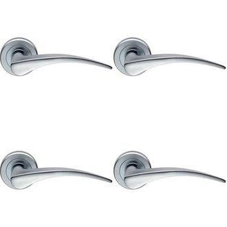 Loops 4x PAIR Arched Tapered Handle on Round Rose Concealed Fix Satin Chrome