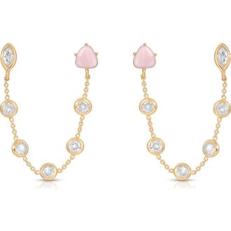 Ettika Double Piercing Drop Earrings in Rose Quartz at Nordstrom