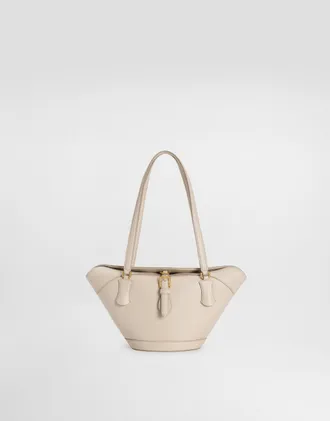 Dolce & Gabbana Capri Coffa Bag In Calfskin - Woman Handbags Beige Leather Onesize