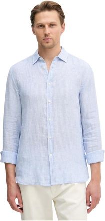 Benetton Linnen overhemd - Heren - Overhemden - Blauw - Maat: XL Linnen