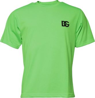 Dolce & Gabbana Mens Dg Logo Tee Short Sleeve Crew Neck Tshirt - Lime Green - Size EU 44 (Mens)