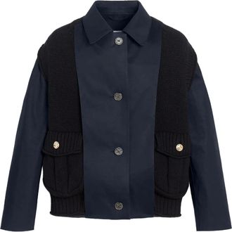 Barrie cashmere-paneled cotton raincoat - Blue