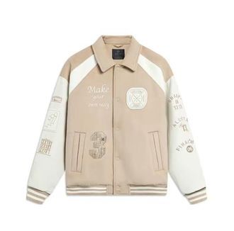 Li-Ning Way of Wade Hall of Fame 2023 Premium Leather Sheep Wool Jacket Beige AJPT005-3