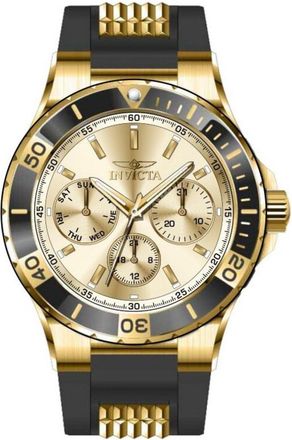 Invicta Aviator 49892 Dames Horloge - Quartz Uurwerk - Roestvrij Staal met gouden Wijzerplaat - 38mm