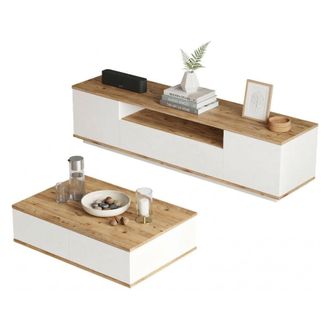Dmora Muebles De Sala Nepi, Modulares, 4 Estantes, 3 Puertas, Roble Marr&oacute;n Nudos
