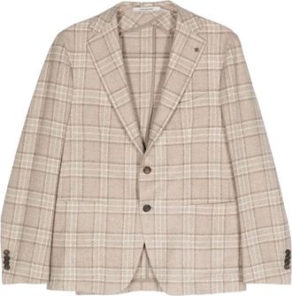 Tagliatore virgin-wool-blend checked blazer - men - Silk/Virgin Wool/Cupro - 50 - Neutrals