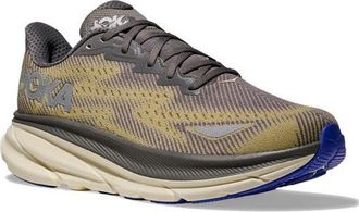 Hoka One One Clifton 9 Gore-Tex Waterproof Running Shoe in Gravel /Eggshell at Nordstrom, Size 10.5