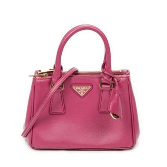 Prada Pre-owned Womens Micro Galleria Double Zip Tote Shoulder Bag - Pink - One Size