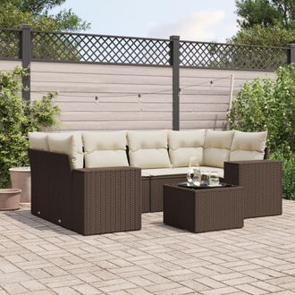 vidaXL Vidaxl - Set Divani Da Giardino 7 Pz Con Cuscini Marrone In Polyrattan