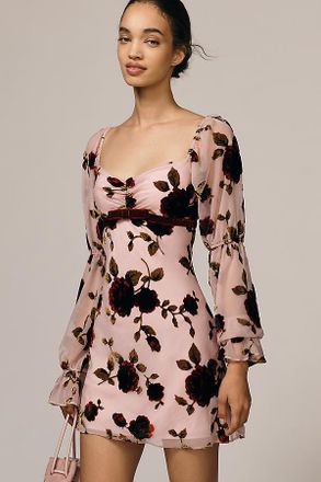 Avec Les Filles Sweetheart Poet-Sleeve Mini Dress