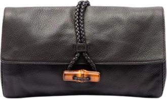 Gucci Pre-owned Hip Bamboo Clutch - Dames - Vintage Clutch - Bruin - ONE Size - Leer - Vintage