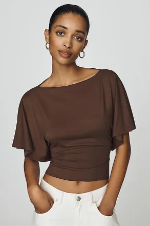 Reformation Avery Knit Flutter Sleeve Top