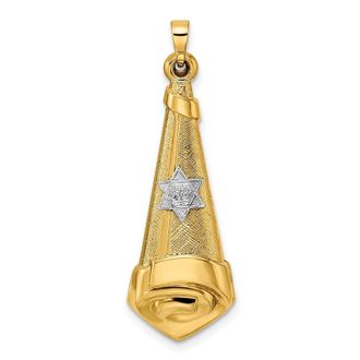 Diamond2Deal 14k Two-tone Gold Hollow Scroll and Star Pendant