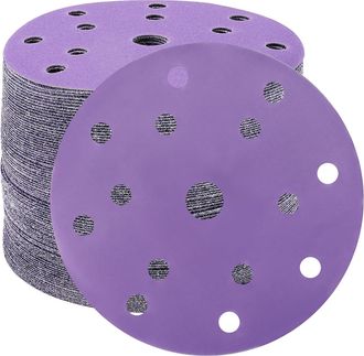 OEM Discos Abrasivos De 150 Mm, Papel De Lija De Grano 1200, 50 Piezas, 15 Agujeros, Discos De Lijado Para Lijadoras Orbitales Aleatorias (morado)