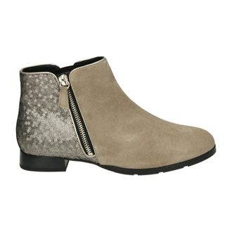 Hassia Taupe Su&egrave;de Western Laars met Rubberen Zool - Dames - Enkellaarsjes - Grijs - 38 EU - Su&egrave;de - Schoenen