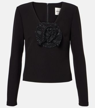 Roland Mouret Floral-appliqué embellished crêpe top