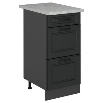 Vicco Mueble Bajo De Cocina R-line, Antracita Casa De Campo, 40 Cm Con Cajones, M&aacute;rmol Ap Vicco