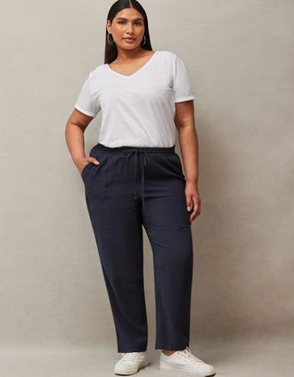 Live Unlimited London Womens Navy Tapered Trousers - Size: 12