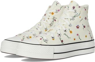 Converse Chuck Taylor All Star Lift Platform Embroidered Blooms Womens Shoes Egret/Vintage White/Black : 6.5 B - Medium, Canvas