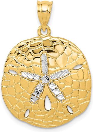 Diamond2Deal 14k Yellow Gold with White Rhodium Polished Diamond-Cut S Dollar Pendant