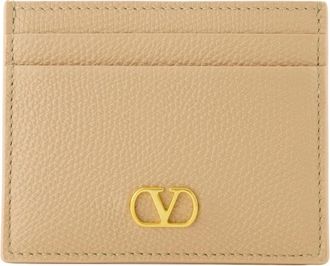 Valentino Garavani Beige Vlogo Kaarthouder - Dames - Portefeuilles - Beige - ONE Size - Leer - Accessoires