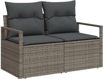 vidaXL Garden Sofa with Cushion Grey 120 x 62 x 69cm Poly Rattan Vidaxl