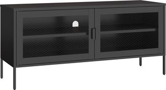 Happy Garden Mueble tv en metal negro 120cm con 2 puertas