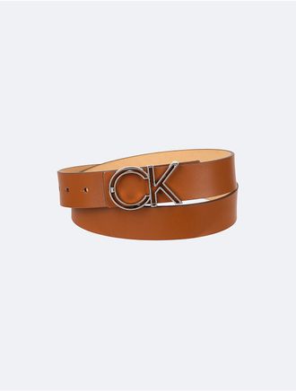 Calvin Klein Mens CK Monogram Buckle Belt - Brown - XL