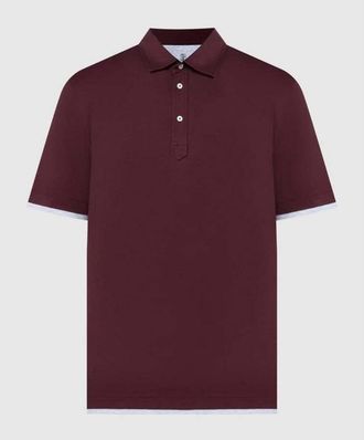 Brunello Cucinelli Red And Grey Polo Shirt, Size X-Small