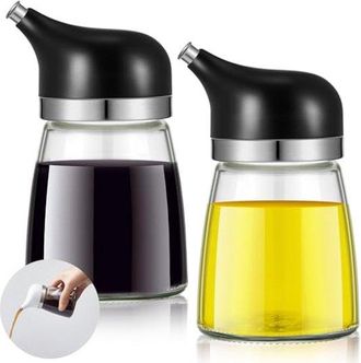 OEM Juego De 2 Dispensadores Peque&ntilde;os De Vidrio Para Salsa De Soja, Botellas De Vidrio Para Salsa De Soja Con Boquillas Antigoteo